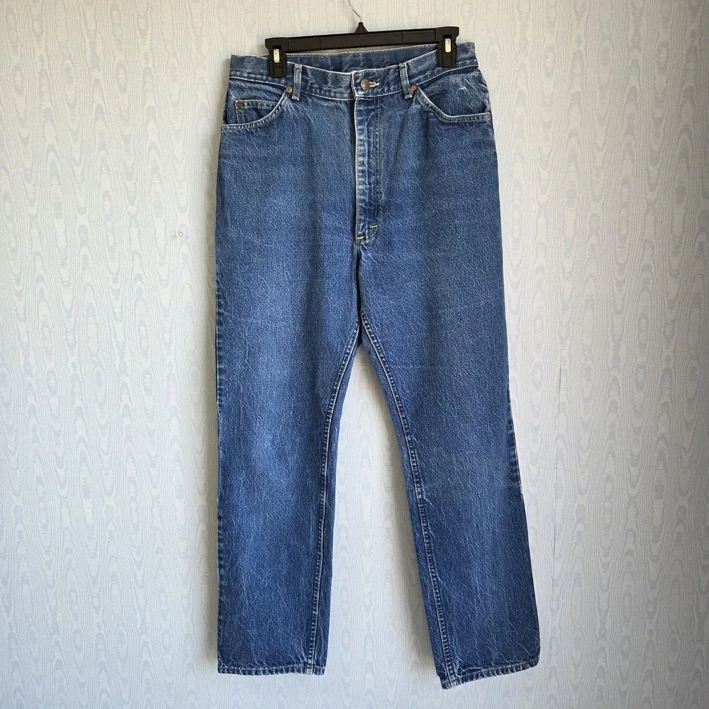 Vtg 70s LEE Jeans Womens 30x30 Blue Denim Straight High Rise‎ Western Workwear